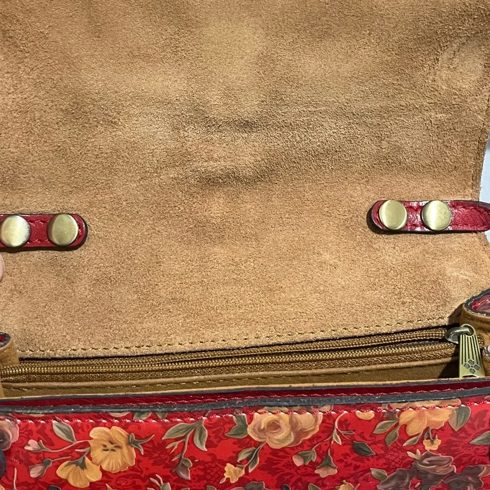 Patricia Nash Red Floral Bellizzi XBody Organizer Leather Purse Bag Rosso Fiore - Picture 7 of 9